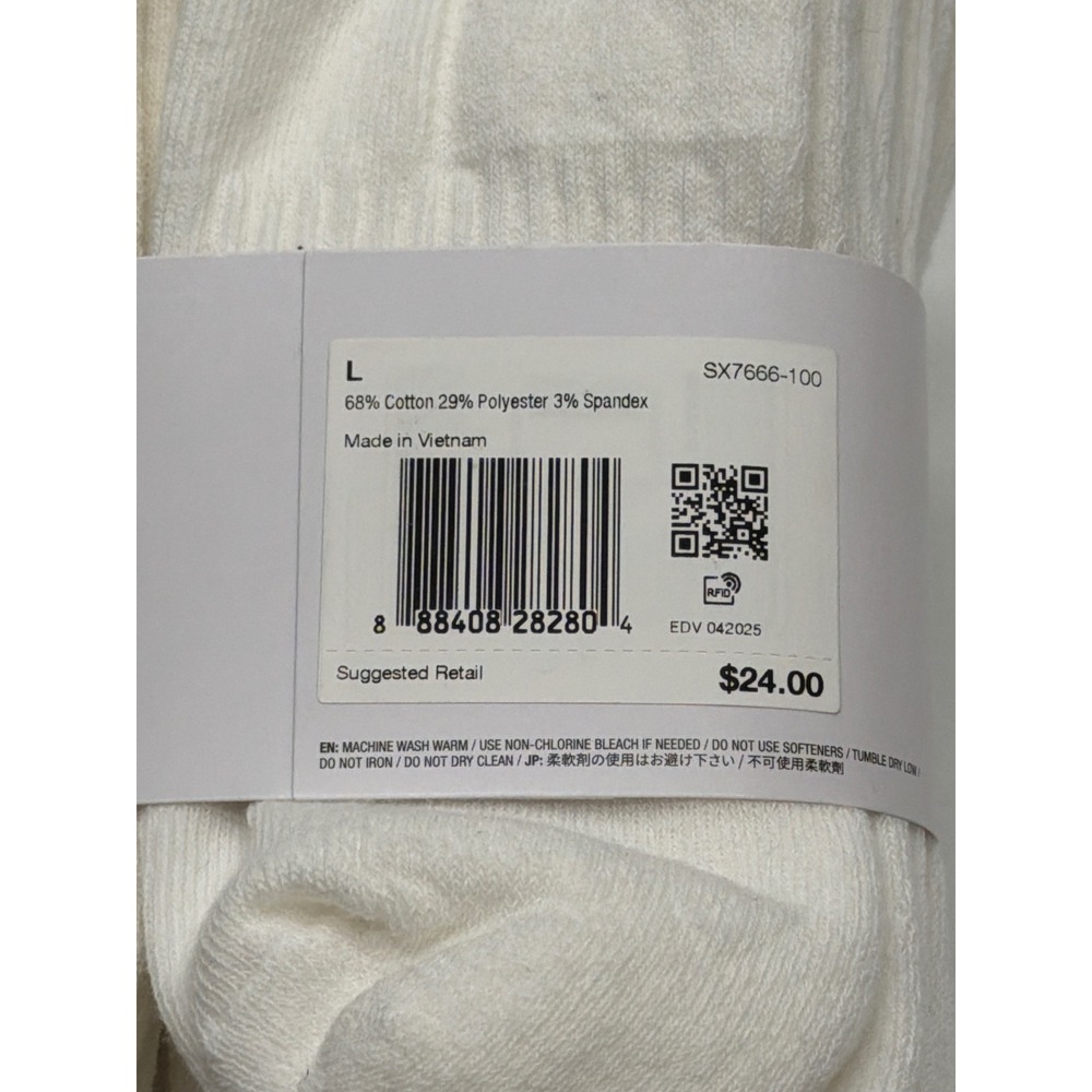 Nike Everyday Cotton Cushioned Crew Socks 6 Pair White Mens 8-12 SX7666-100 NEW - Picture 3 of 4